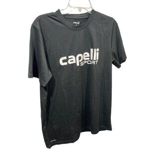 Capelli Sport Mens M Black Soccer Academics Tee 100% Polyester Activewear Shirt